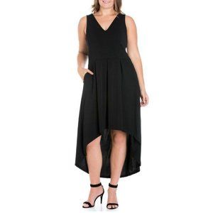 24 seven comfort apparel Women's Plus High Low Party Dress Black Size 2X NWT